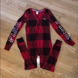 Pink plaid sleepwear onesie